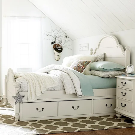 Twin Westport Low Poster Bed with Two-Sided Underbed Storage